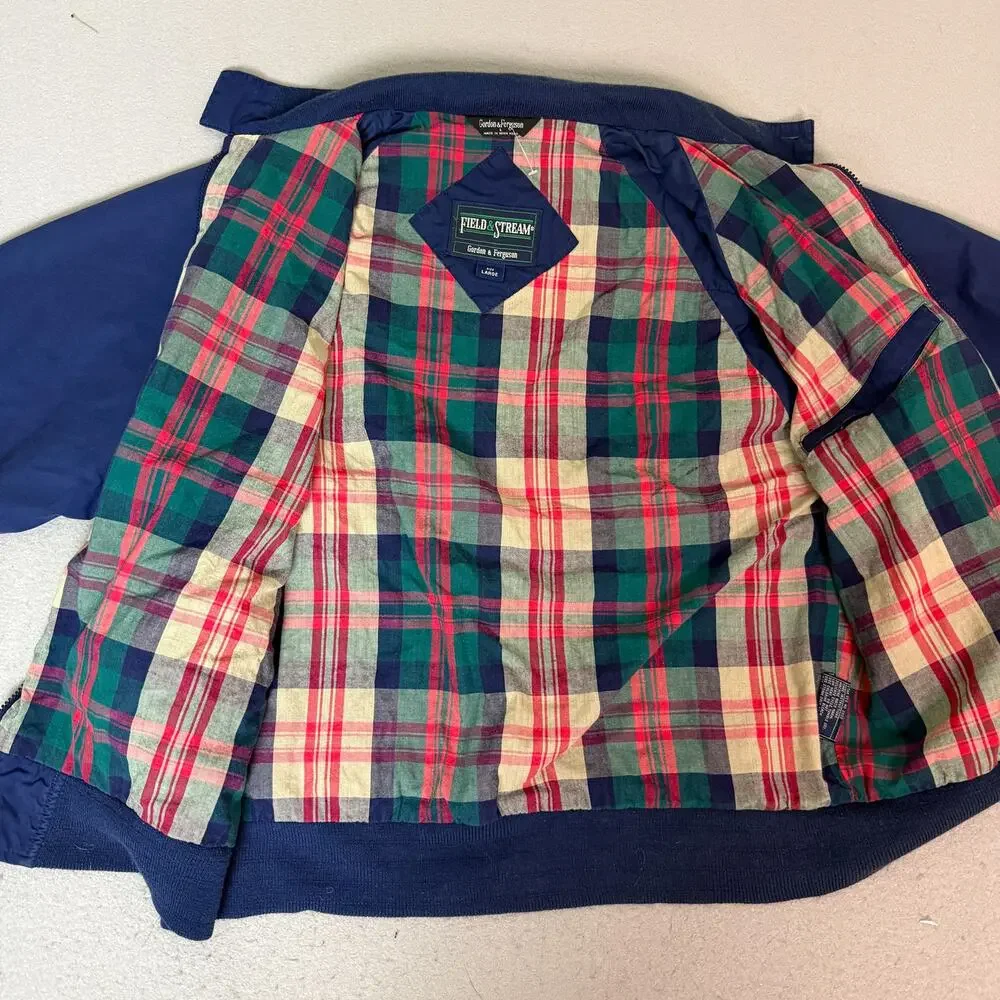 Vintage Field & Stream Gordon & Ferguson Navy Plaid Lined Jacket Large